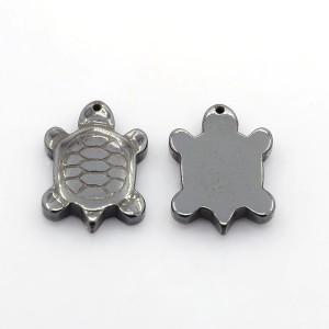 2pc Tortoise Magnetic Synthetic Hematite Pendants Size: about 26mm long, 19mm wide, 4mm thick, hole: 1.5mm.