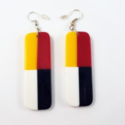 Resin Inlay Earrings. Color Wheel Rectangle 51x12mm