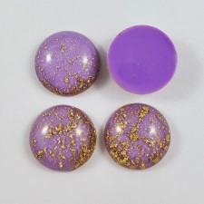 10pc  - Gold Foil Resin Cabochon Flatback Embellishments 18mm round - Purple