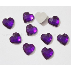 10pc Glue on Flatback Purple Hearts 10mm