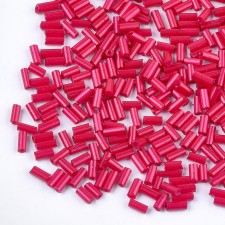 Glass Bugle Beads: 5mm Cerise Red 20g