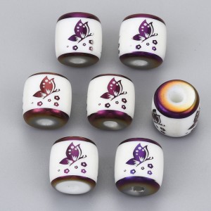 10pc Electroplated Glass Butterfly Beads - AB Purple
