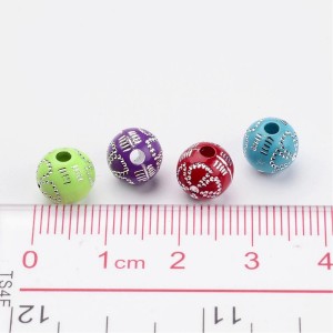 20g Acrylic Round Metal Enlaced Beads 8mm Hole 2mm Assorted Color