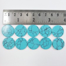 10pc Synthetic Turquoise Cabochons Round 20x2mm