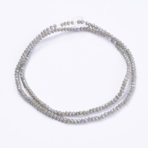 Electroplated Glass Faceted Rondelle Beads 3x2mm 15 in Strand Iridescent Grey AB
