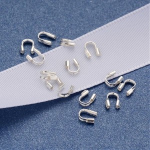100pcs Brass Wire Guardian and Protectors, Silver Color Plated, about 4mm wide, 5mm long, 1mm thick, hole: 0.5mm
