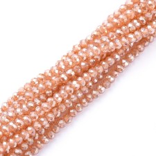 Electroplate Glass Beads Strands, Full Plated, Faceted, Rondelle - Sandy Brown - 14" Strand 2x1.5mm