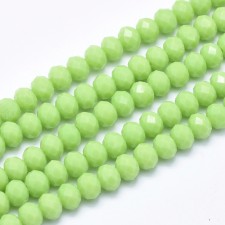 6X4mm Glass Rondelle Faceted Beads - Lawn Green - 17" Strand 95pc 