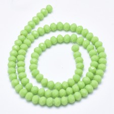 6X4mm Glass Rondelle Faceted Beads - Lawn Green - 17" Strand 95pc 