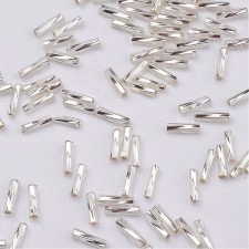 9mm Twisted Glass Bugle Beads - Metallic Silver - 20grams 