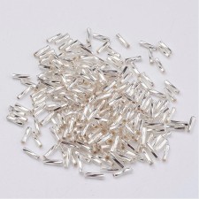 9mm Twisted Glass Bugle Beads - Metallic Silver - 20grams 