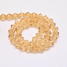 Crystal Glass Bicone 4mm Faceted Beads - Sandy Brown - 15" Strand