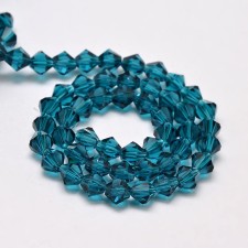 Crystal Glass Bicone 4mm Faceted Beads - Teal - 15" Strand