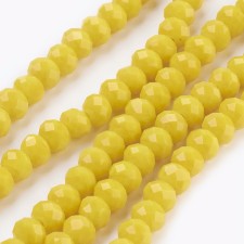 Faceted Rondelle Glass Beads, Yellow 6x4mm - 15" Strand